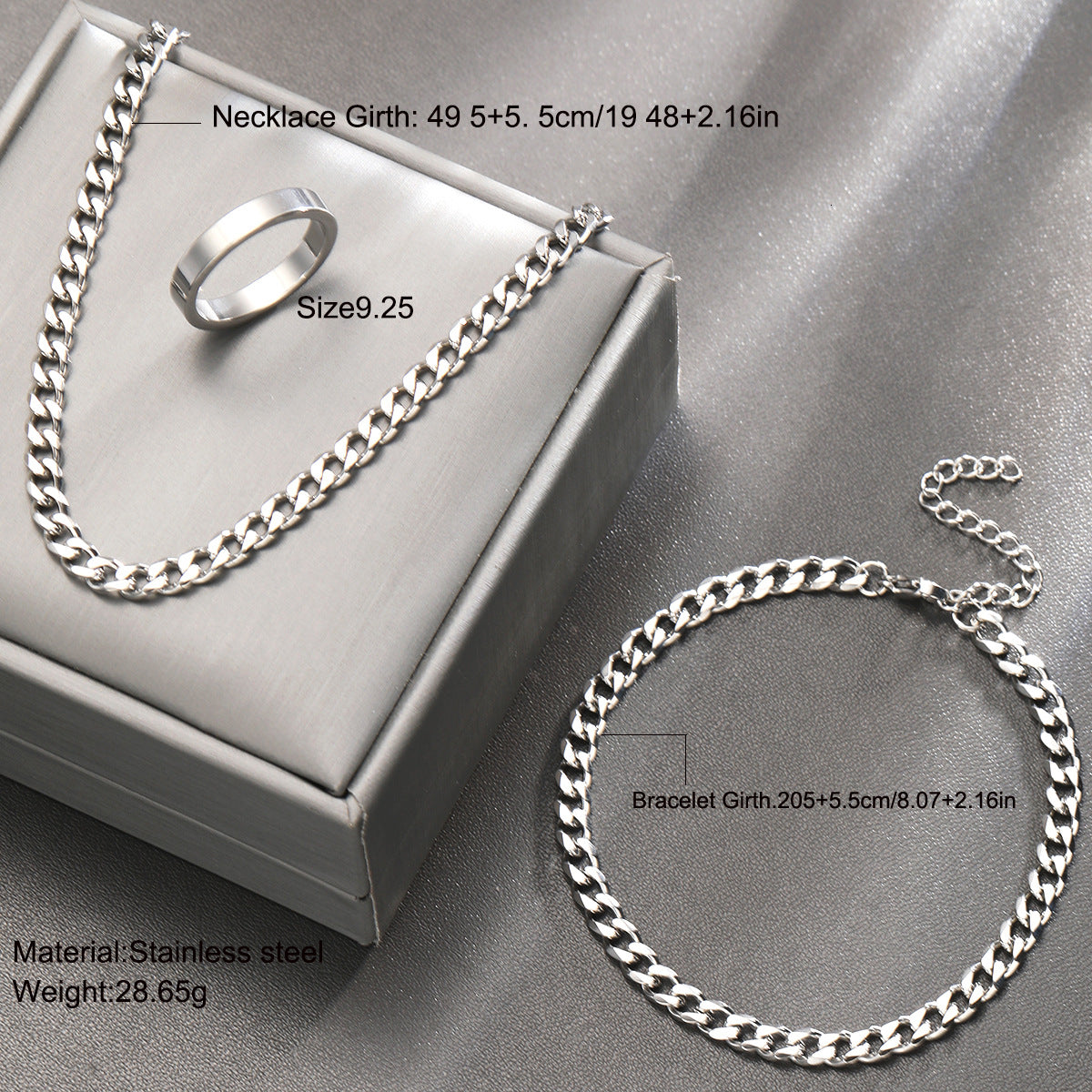 Damen Schmuckset bestehend aus eleganter Halskette, stilvollem Armband und zeitlosem Ring Shop Nory