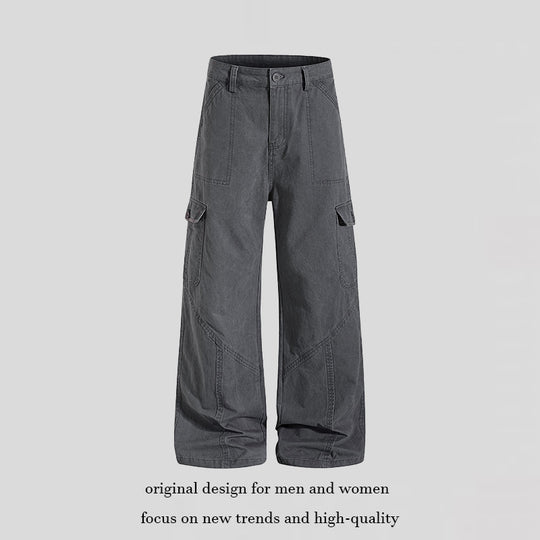 Damen Weite Cargo-Hose aus Baumwoll-Mix mit hohem Bund und Multifunktionstaschen Shop Nory