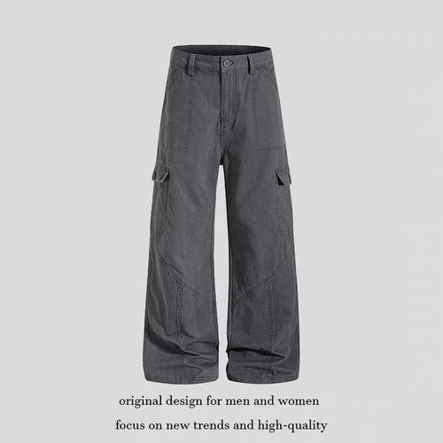 Damen Weite Cargo-Hose aus Baumwoll-Mix mit hohem Bund und Multifunktionstaschen Shop Nory