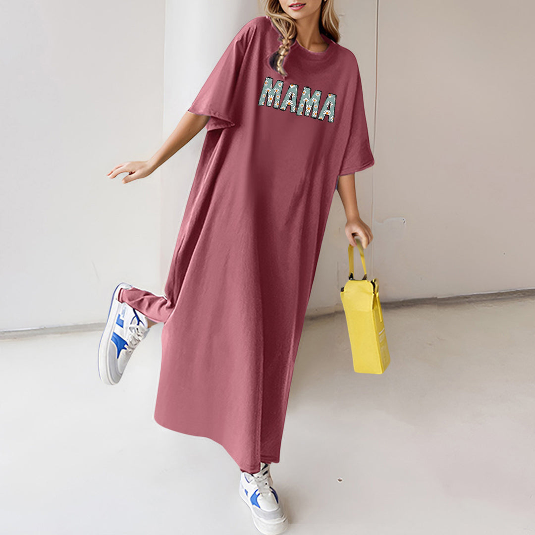 Damen nan florales Statement-Maxikleid im Oversize-T-Shirt-Stil mit Rundhalsausschnitt Shop Nory
