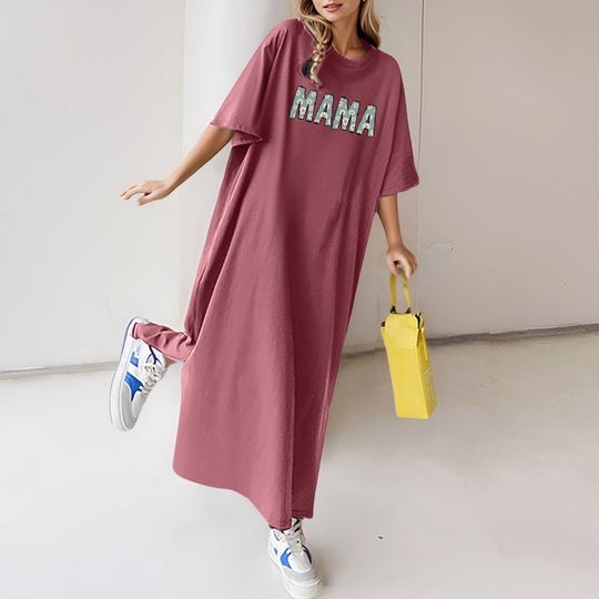Damen nan florales Statement-Maxikleid im Oversize-T-Shirt-Stil mit Rundhalsausschnitt Shop Nory