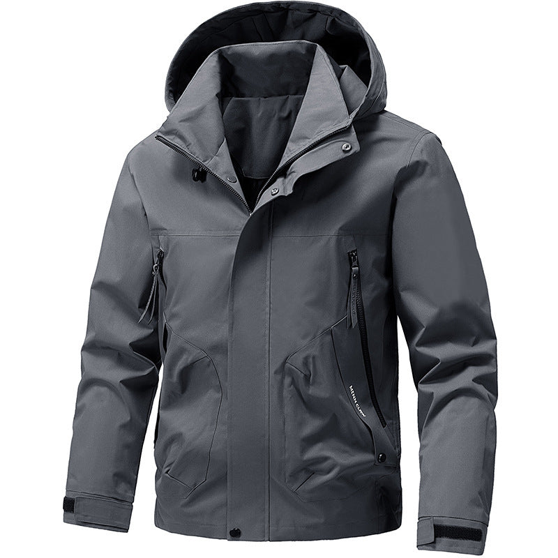 Herren Atmungsaktive Softshell Outdoorjacke mit winddichter Membran, verstellbarer Kapuze und Reißverschlusstaschen Shop Nory