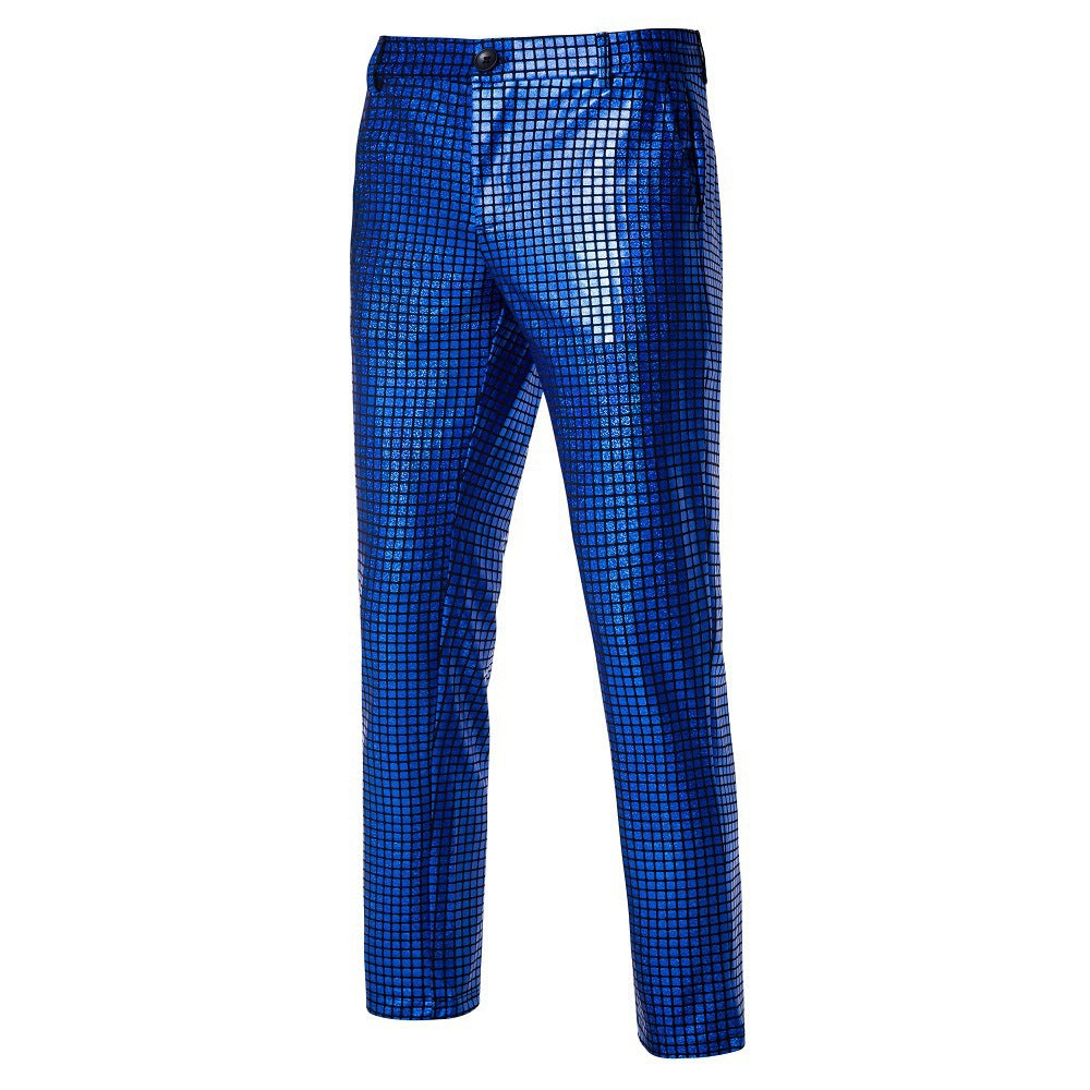 Herren Slim-Fit Anzughose mit glänzender Paillettenoptik und feinem Karomuster Shop Nory