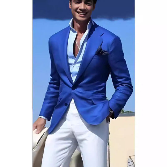 Herren eleganter Leinenblazer mit schmalem Schnitt