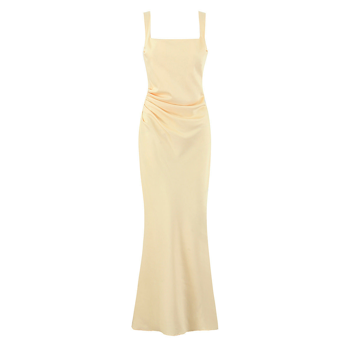 Damen Maxikleid mit elegantem Quadrat-Ausschnitt und raffinierten Drapierungen