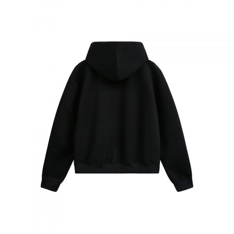Damen Boxy-Kapuzen-Sweatjacke mit durchgehendem Reißverschluss, kariert gefütterter Kapuze und Kängurutaschen Shop Nory