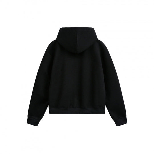 Damen Boxy-Kapuzen-Sweatjacke mit durchgehendem Reißverschluss, kariert gefütterter Kapuze und Kängurutaschen Shop Nory