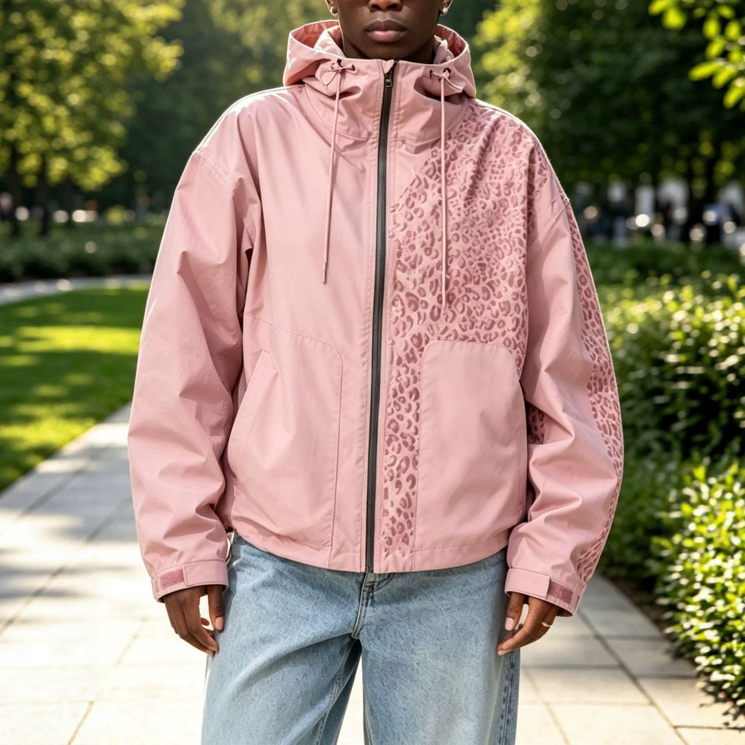 Damen Modische Jacke mit Kapuze und Tierdruck