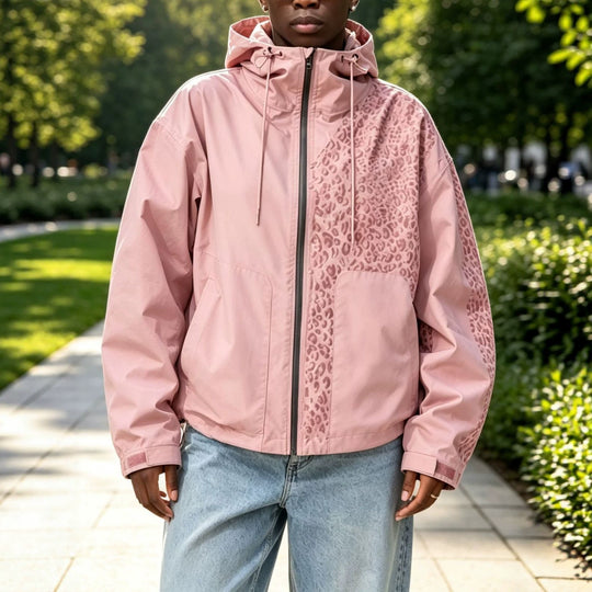 Damen Modische Jacke mit Kapuze und Tierdruck