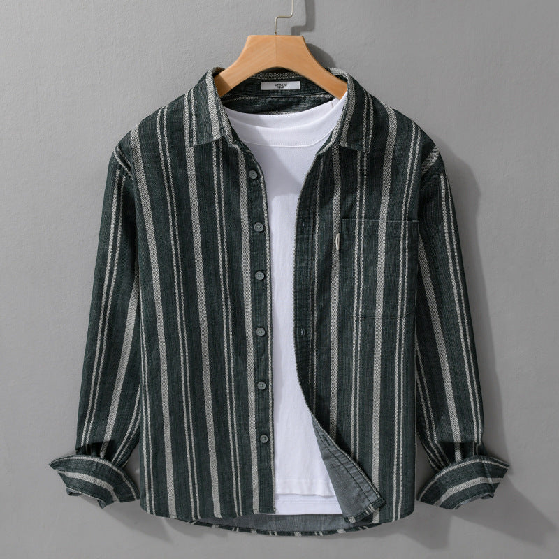 Herren Overshirt aus Baumwollmischung mit vertikalen Streifen und Brusttasche Shop Nory
