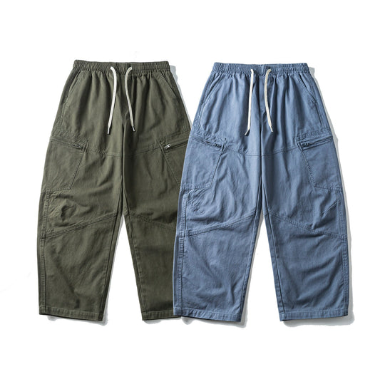 Herren Cropped Cargo-Hose mit elastischem Bund, Tunnelzug und Reißverschlusstaschen Shop Nory