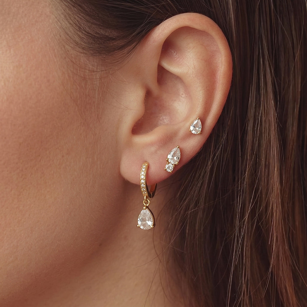 Damen Ohrhänger mit eleganten Tropfen-Design und funkelnden Zirkonia Shop Nory