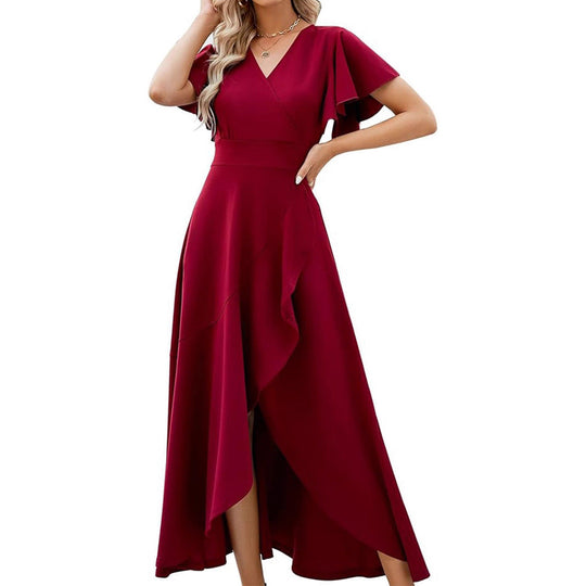 Damen Elegantes Maxikleid mit fließendem Rock und Rüschendetails