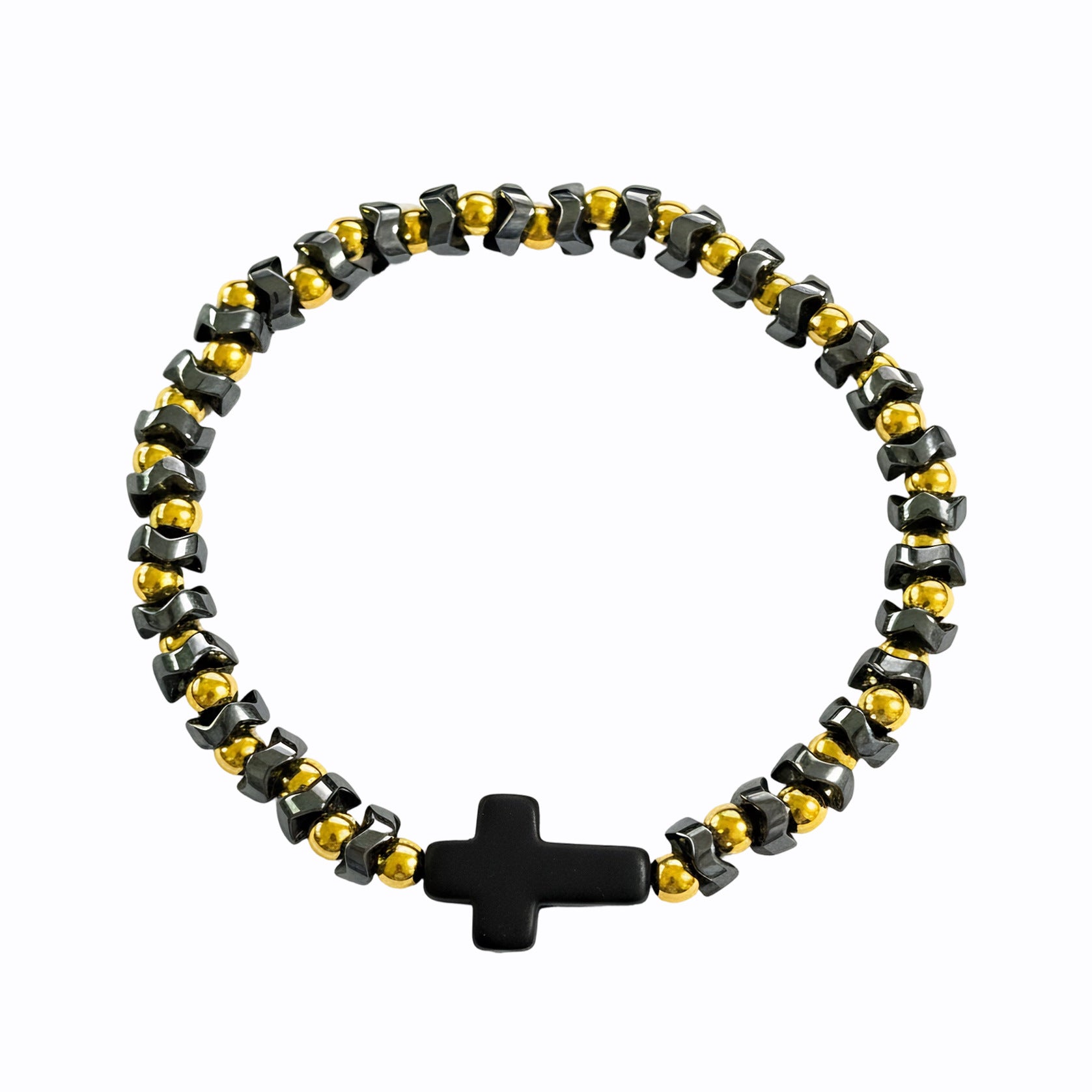 Damenarmband mit Kreuzmotiv und glanzvollen Perlen Shop Nory