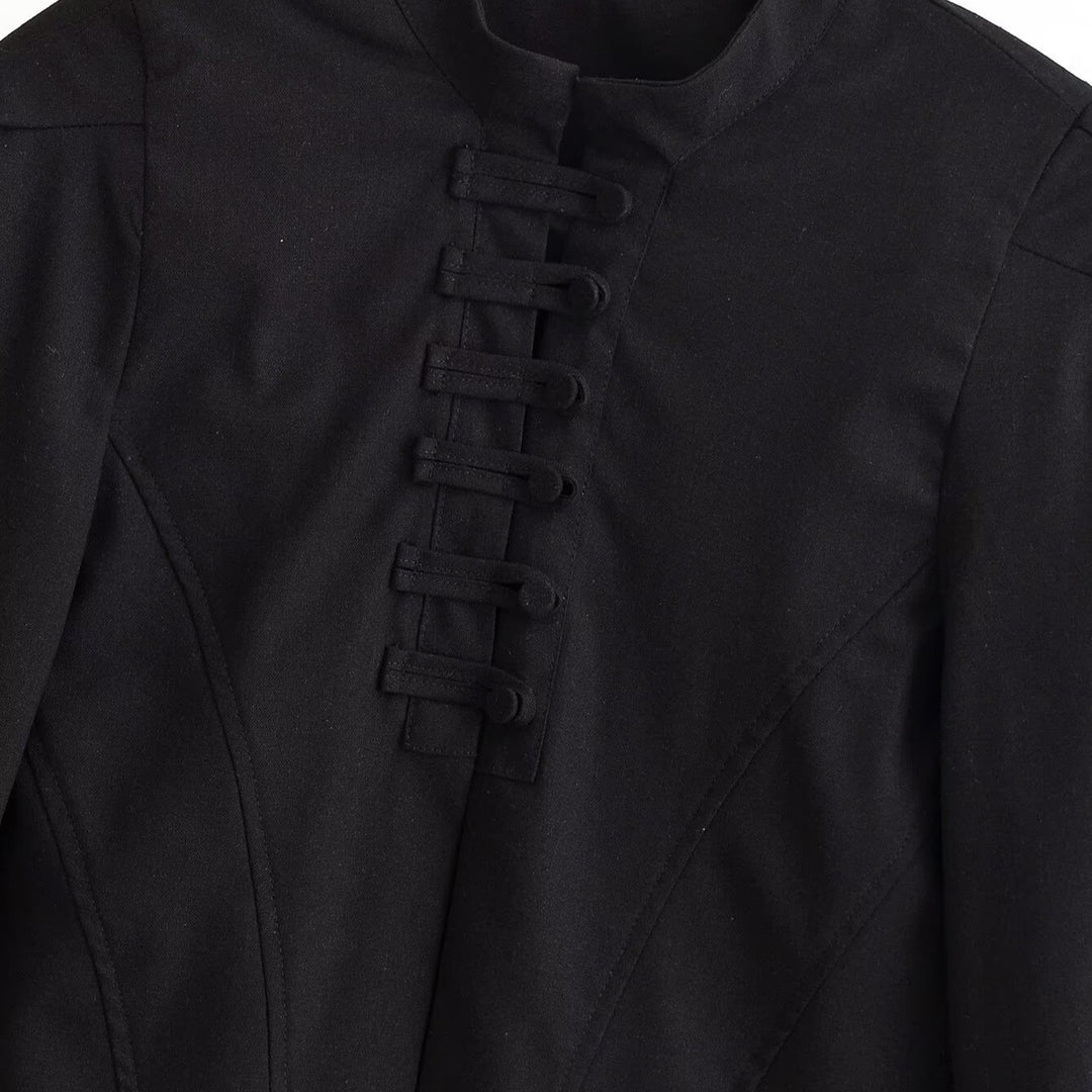Damen Cropped Kurzjacke mit Stehkragen, kastiger Silhouette und minimalistischer Rückenpasse Shop Nory