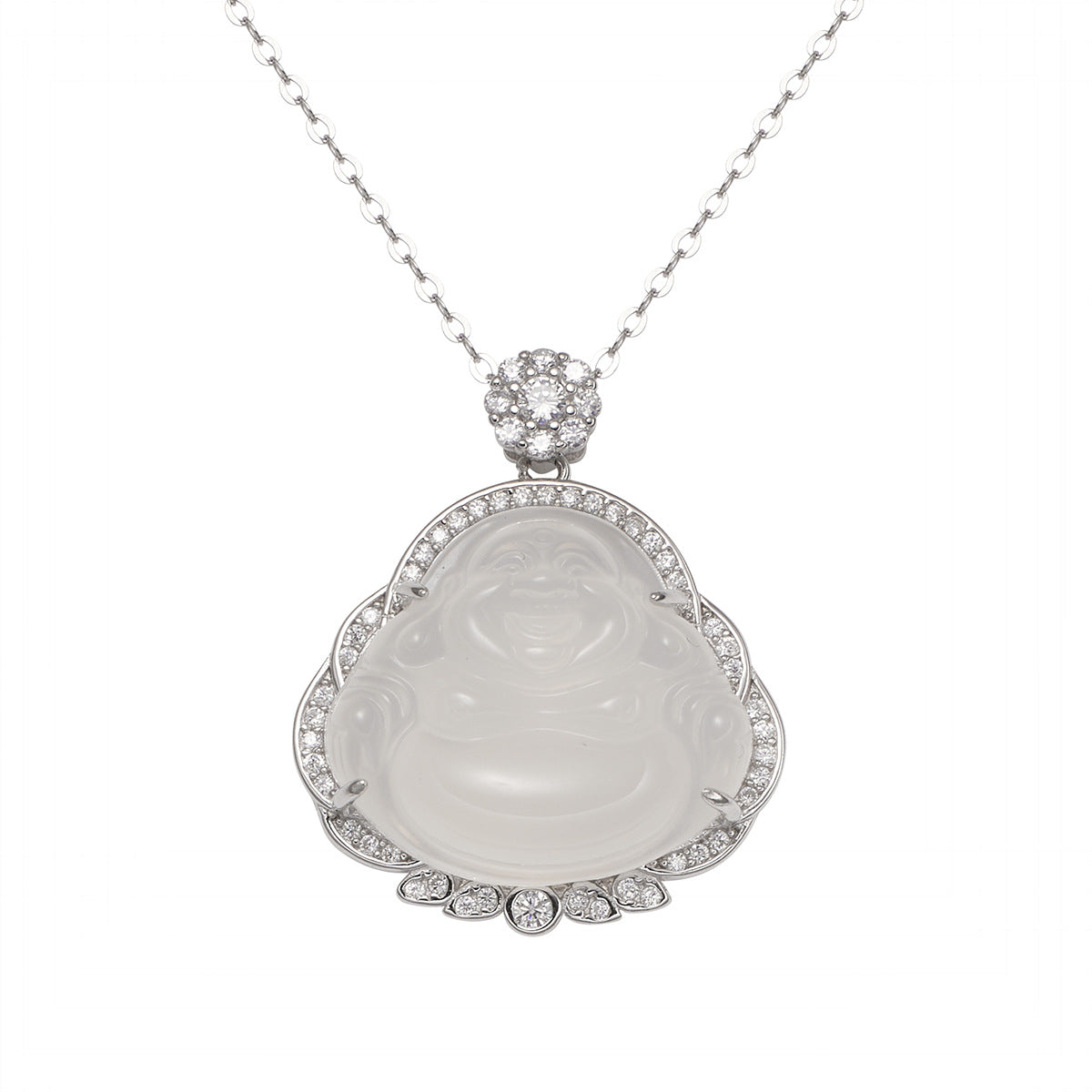 Damen Anhänger mit Buddha-Motiv aus hochwertigem Halbedelstein und funkelnden Zirkonia Shop Nory