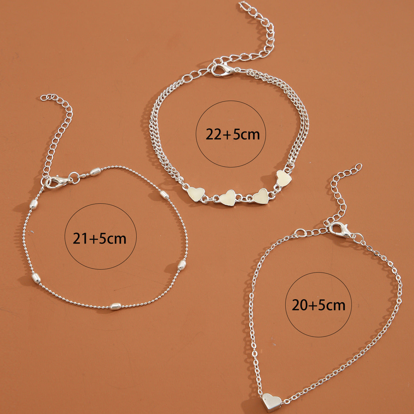 Damen Fußkettchen-Set mit filigranen Herzen und eleganten Goldakzenten Shop Nory