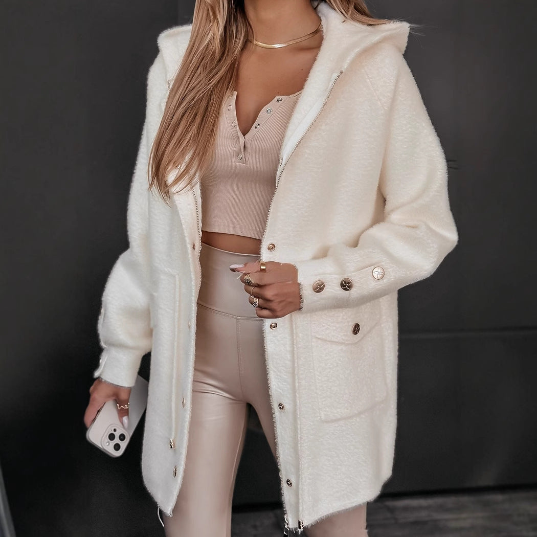 Damen Kuschelige Sherpa-Jacke mit praktischen Taschen