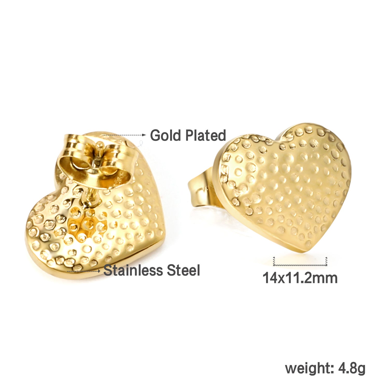 Damen Ohrstecker mit herzförmigem Design aus antiallergischem Edelstahl Shop Nory