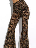 Damen Hoch taillierte Leoparden-Hose mit weitem Bein