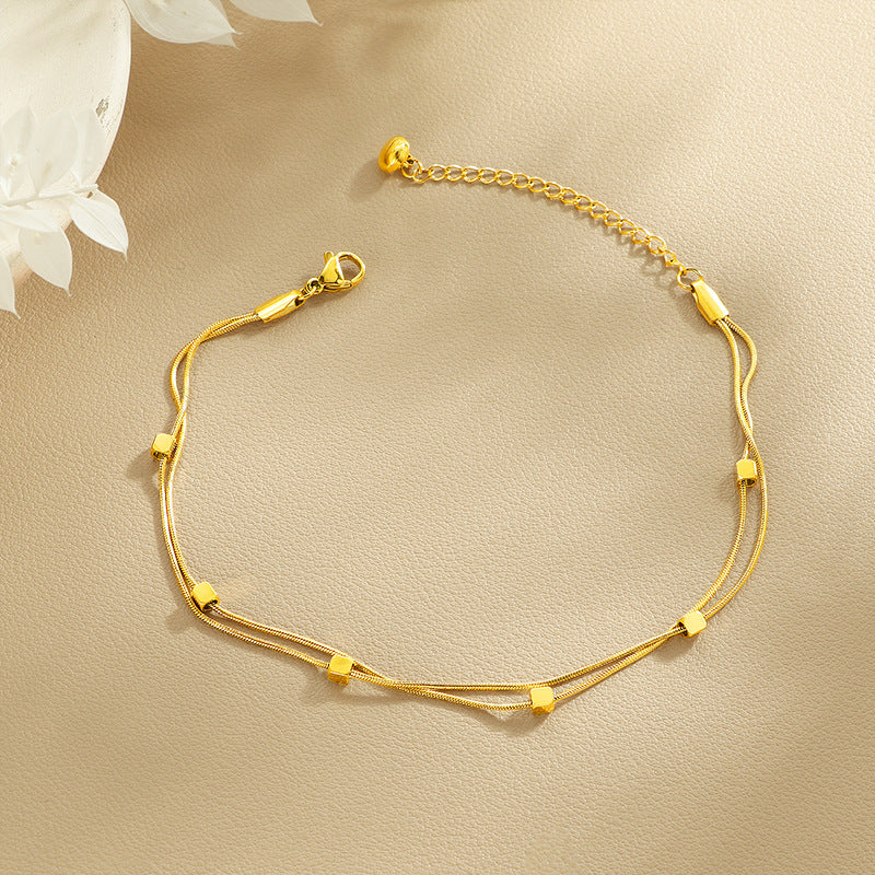 Damen elegante Fußkette mit geometrischen Akzenten Shop Nory