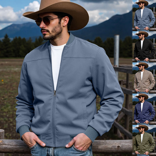 Herren Leichte Bomberjacke mit Reißverschluss, Rippbündchen & minimalistischer Nahtstruktur Shop Nory