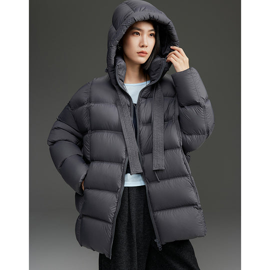 Damen Boxy-Steppjacke mit übergroßem Thermokragen und dekorativen Kordel-Details Shop Nory