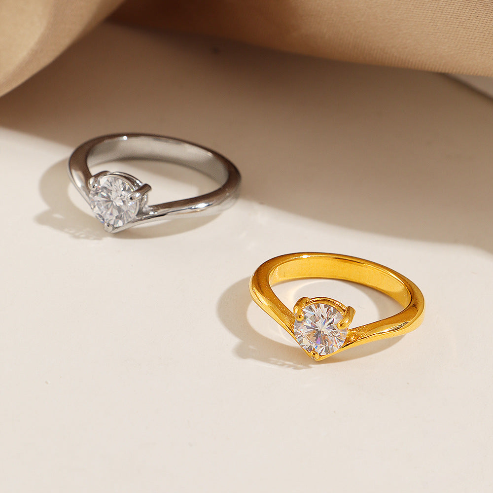 Damen Eleganter Herzförmiger Solitärring Shop Nory