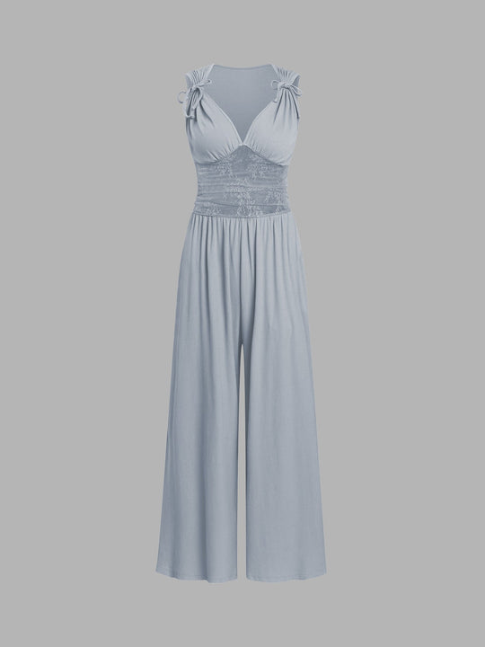 Damen eleganter Jumpsuit mit verstellbaren Trägern und weiten Beinen Shopnory