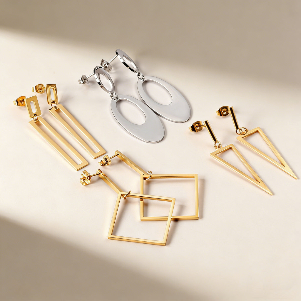 Damen Hängende Ohrringe aus hochwertigem Edelstahl mit eleganter ovaler Form Shop Nory