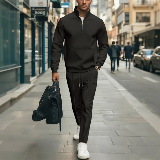 Herren Hochwertiger Stehkragen Pullover mit Zipper Shop Nory