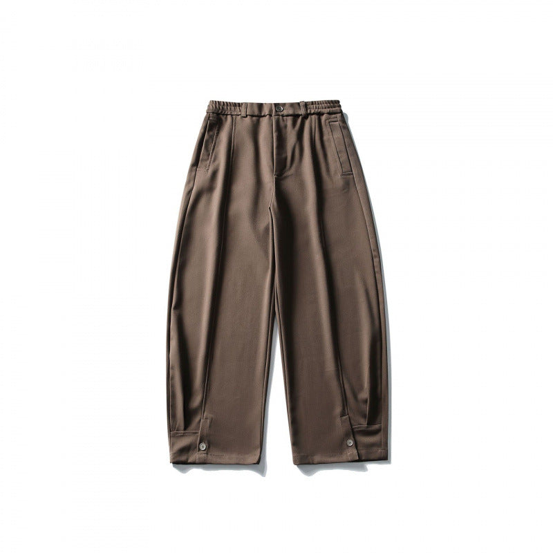 Herren weite knöchellange Bundfalten-Hose mit elastischem Bund und verstellbarem Saum Shop Nory
