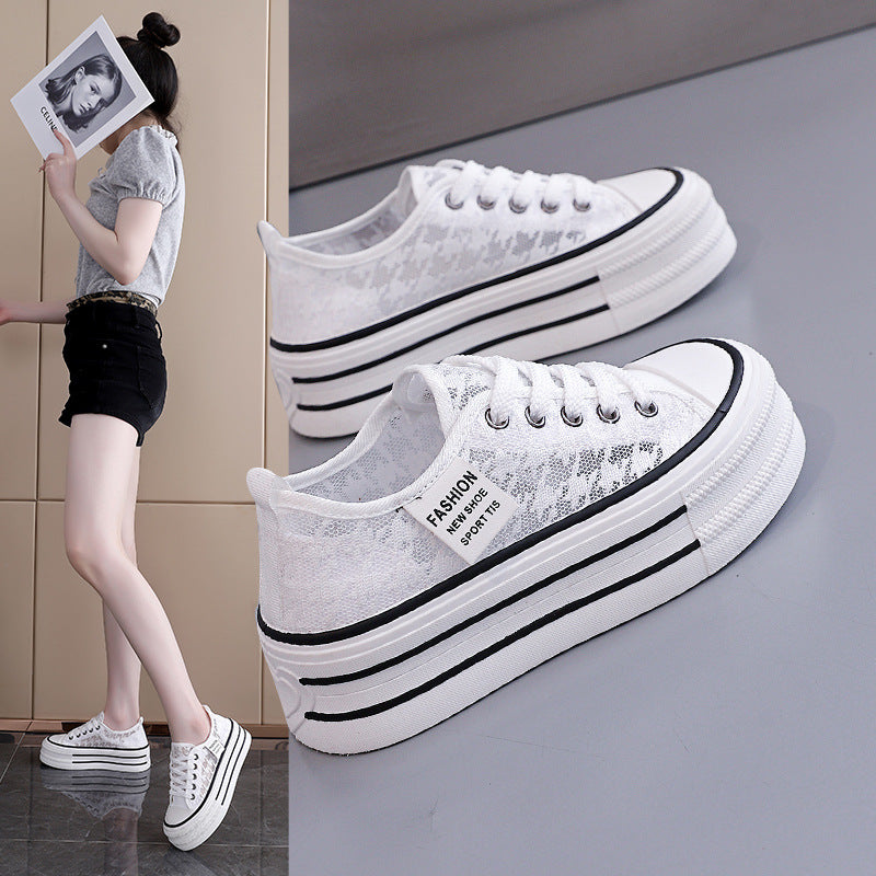 Damen Sneakers mit hohem Plateau und atmungsaktiver Oberseite