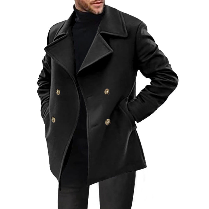 Herren klassischer Peacoat mit modischem Revers und eleganten Knopfdetails