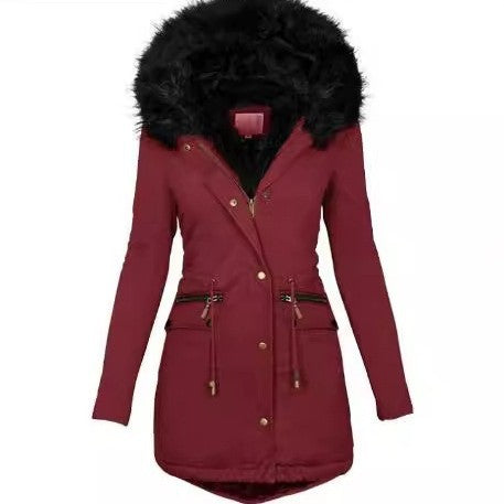 Damen Slim-Fit Thermo-Parka mit voluminöser Kunstfellkapuze und Tunnelzug Shop Nory