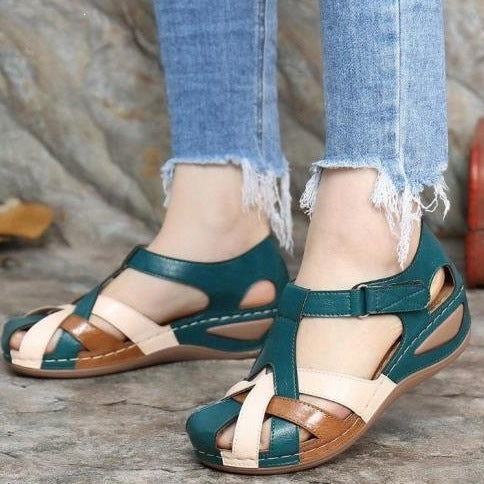 Damen Geschlossene Riemen-Sandalen mit gepolstertem Komfortfußbett und Klettverschluss Shop Nory