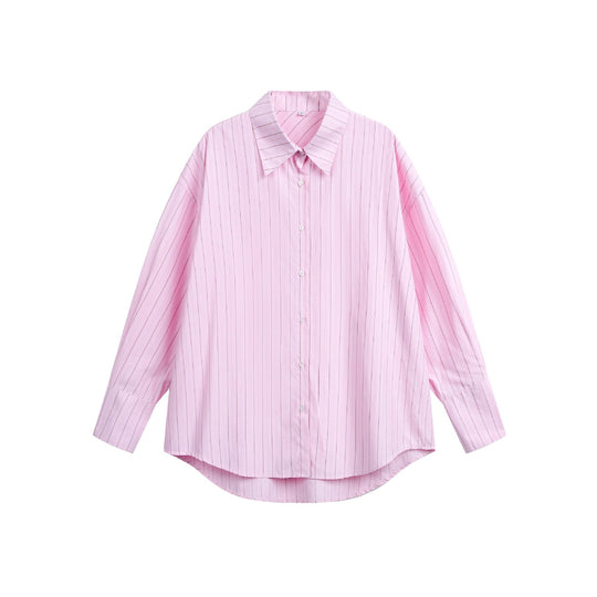 Damen Oversize-Hemdbluse mit feiner Nadelstreifenstruktur und abgerundetem Saum Shop Nory