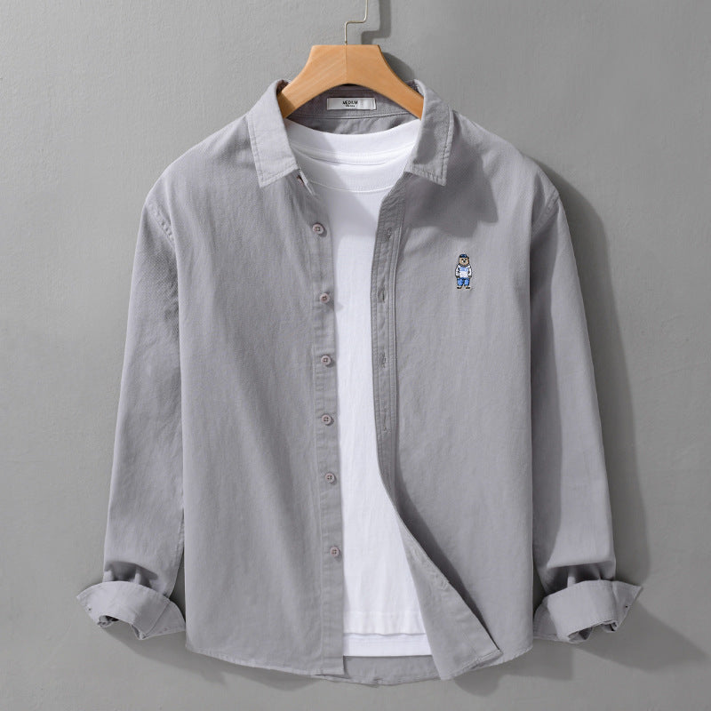 Herren Leichtes Hemd-Overshirt aus Baumwolltwill mit kleiner Figurenstickerei und kastigem Schnitt Shop Nory