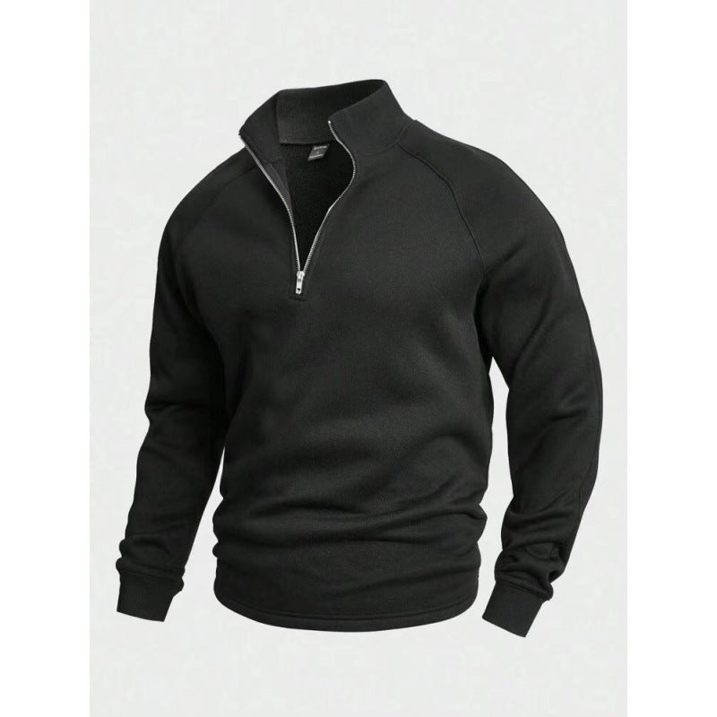 Herren Fleece-Halbzippullover mit Stehkragen und Raglanärmeln Shop Nory