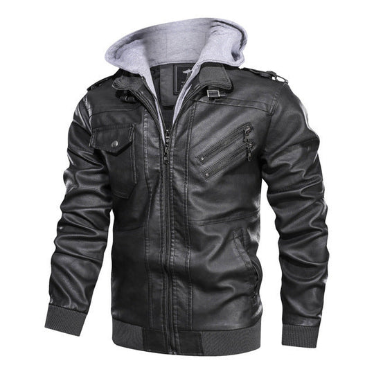 Herren lässige jacke mit abnehmbarer Kapuze und funktionalen Taschen