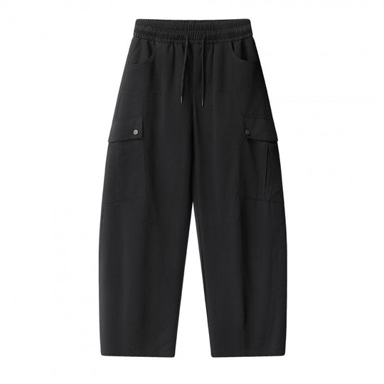 Unisex Lockere Cargo-Hose mit elastischem Bund, Tunnelzug und aufgesetzten Klappentaschen Shop Nory