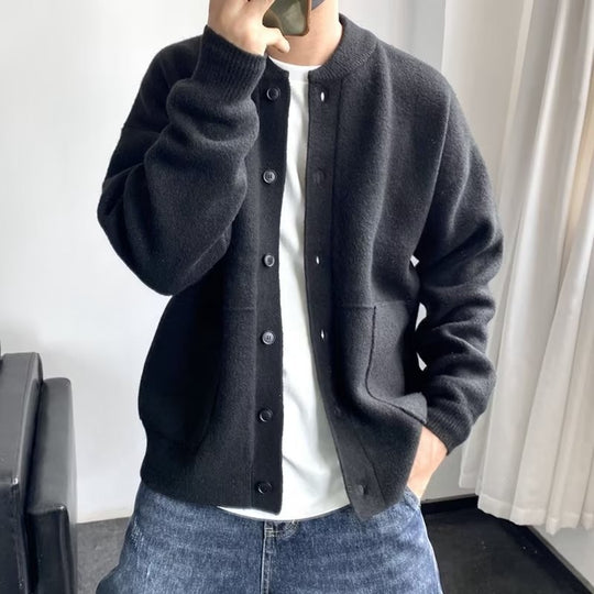 Herren Gemütliche Strickjacke mit Rundhalsausschnitt Shop Nory