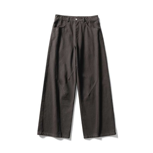 Damen Hochtaillierte weite Culotte‑Hose aus Baumwoll‑Twill mit Ziersteilnähten Shop Nory