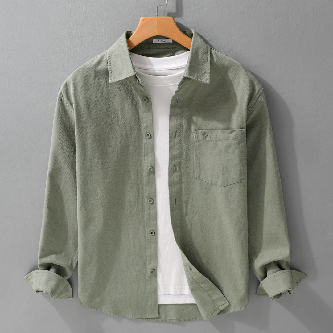 Herren Hemdjacke-Overshirt aus softem Baumwoll-Twill im Layering-Look mit aufgesetzter Brusttasche Shop Nory