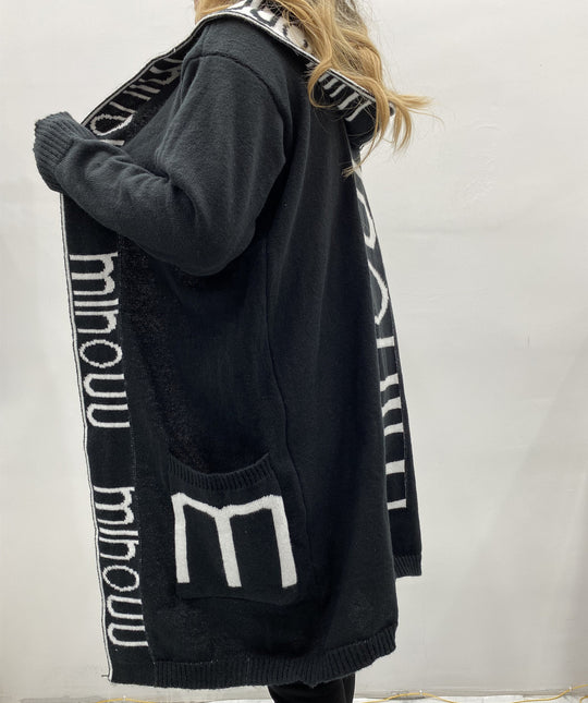 Damen Kapuzen-Cardigan im Oversize-Strick mit Logobordüre Shop Nory