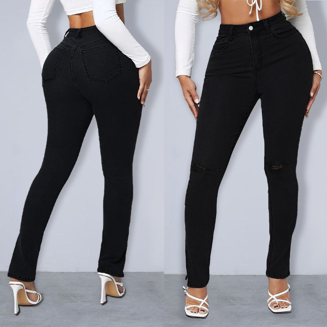 Damen Sculpting High-Waist Skinny-Jeans mit Knie-Slits und Knöchel-Reißverschluss Shop Nory