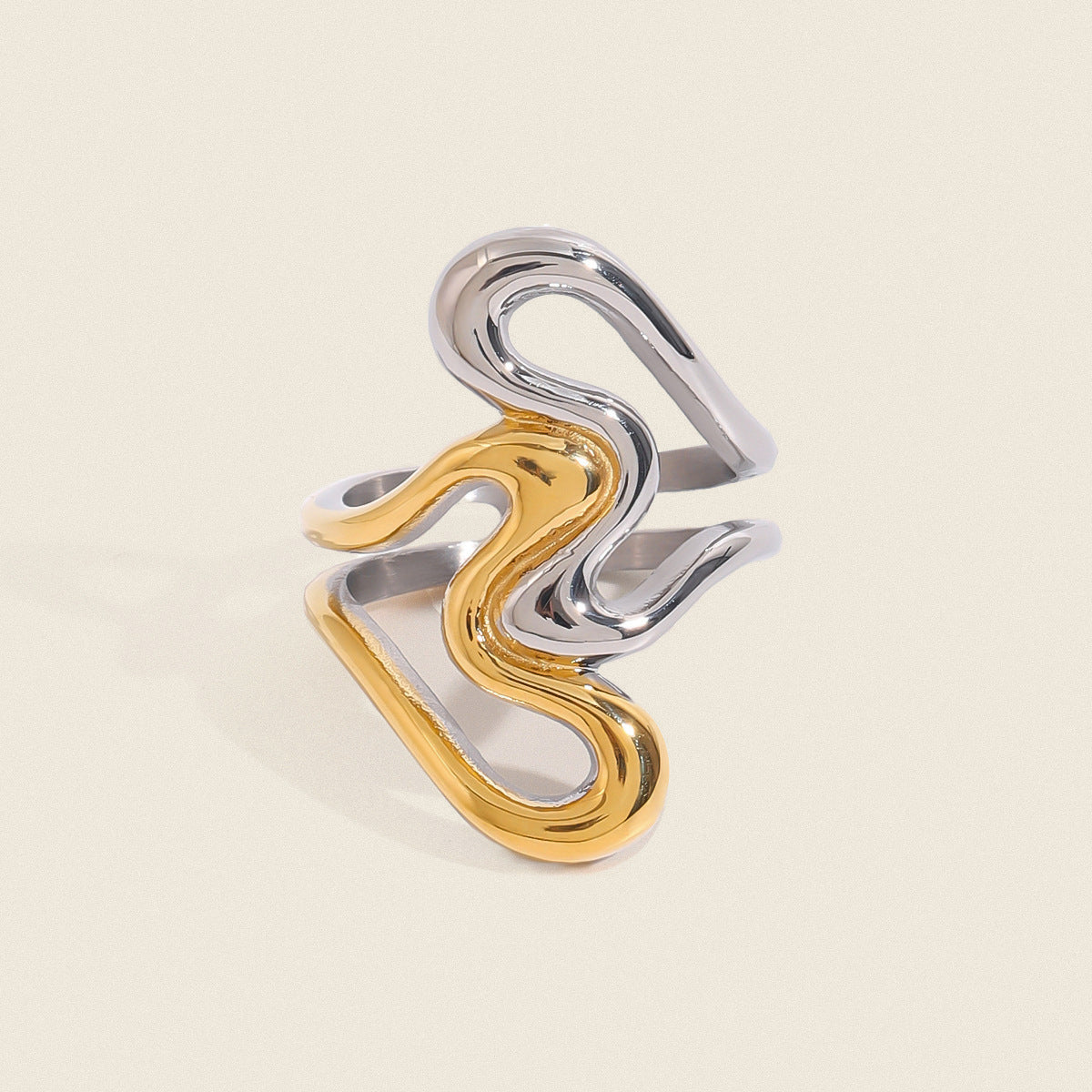 Damen Edelstahlring im modernen Wellen-Design Shop Nory