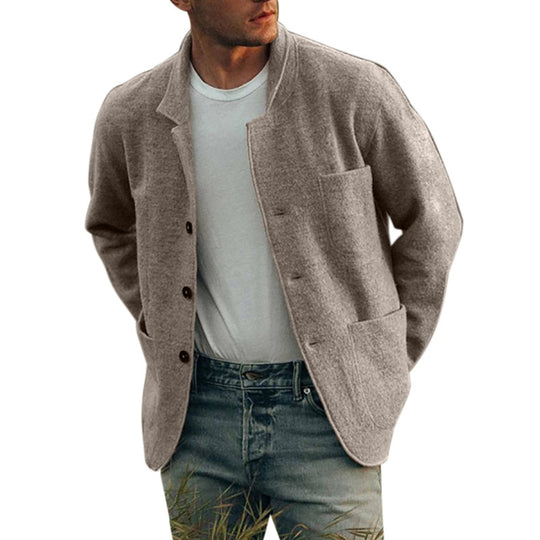 Herren Unstrukturierter Wollmix-Cardigan-Blazer mit Knopfleiste und aufgesetzten Taschen Shop Nory
