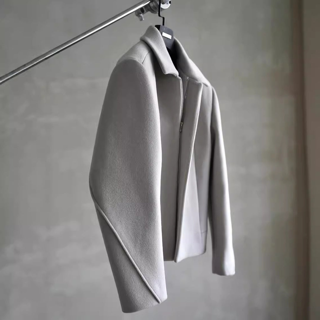 Damen Schlichter Wollmix-Kurzmantel mit verdecktem Reißverschluss und modernem Kragen Shop Nory