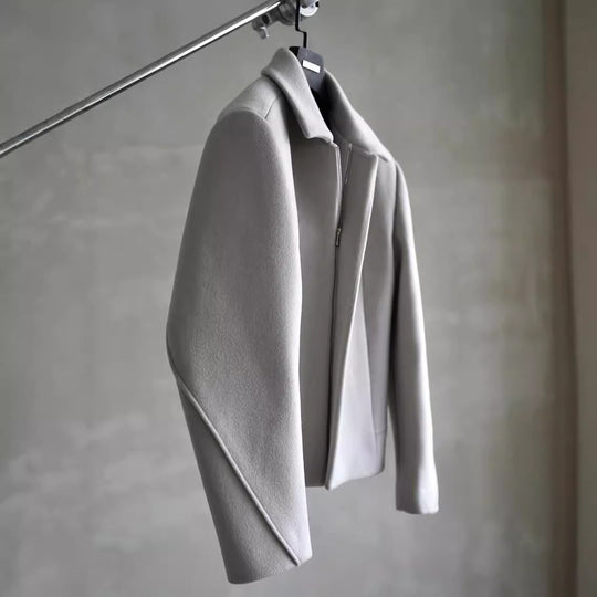 Damen Schlichter Wollmix-Kurzmantel mit verdecktem Reißverschluss und modernem Kragen Shop Nory